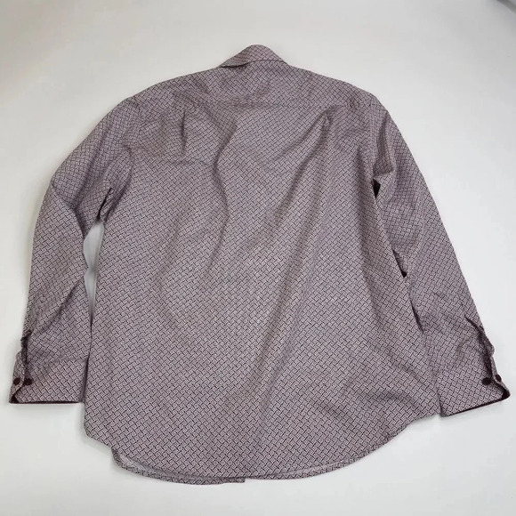 Tasso Elba Long Sleeve Cotton Square Printed Button Down Shirt - Picture 5 of 12